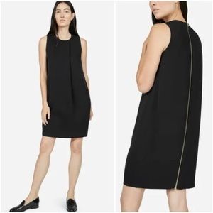 Everlane black shift dress with gold zipper